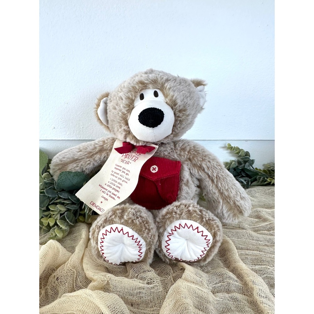 Demdaco 10"‎ Pocket Prayer Bear tan plush 2022 Hallmark stuffed animal